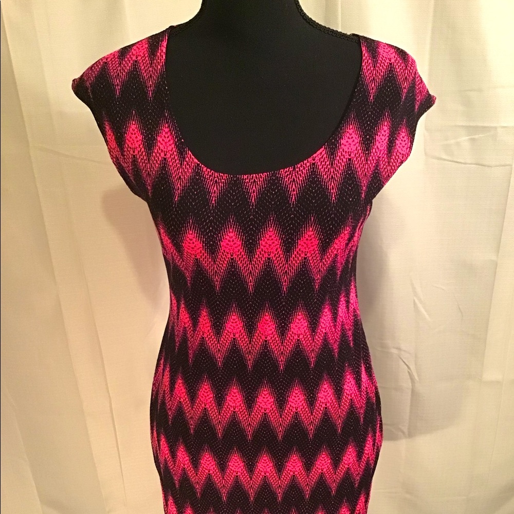 Pink and Black Zig Zag Dress-Large